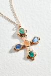 Thumbnail View 1: Silence + Noise Multicoloured Gem Cross Necklace