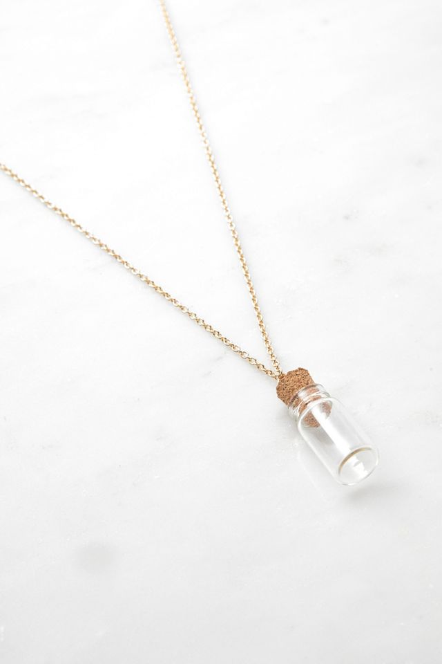 Collier en acier inox avec pendentif flacon de parfum en Howlite
