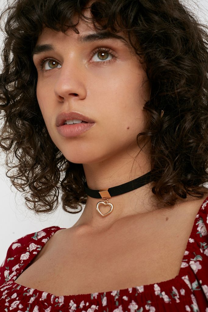 Heart Charm Choker Necklace Urban Outfitters UK