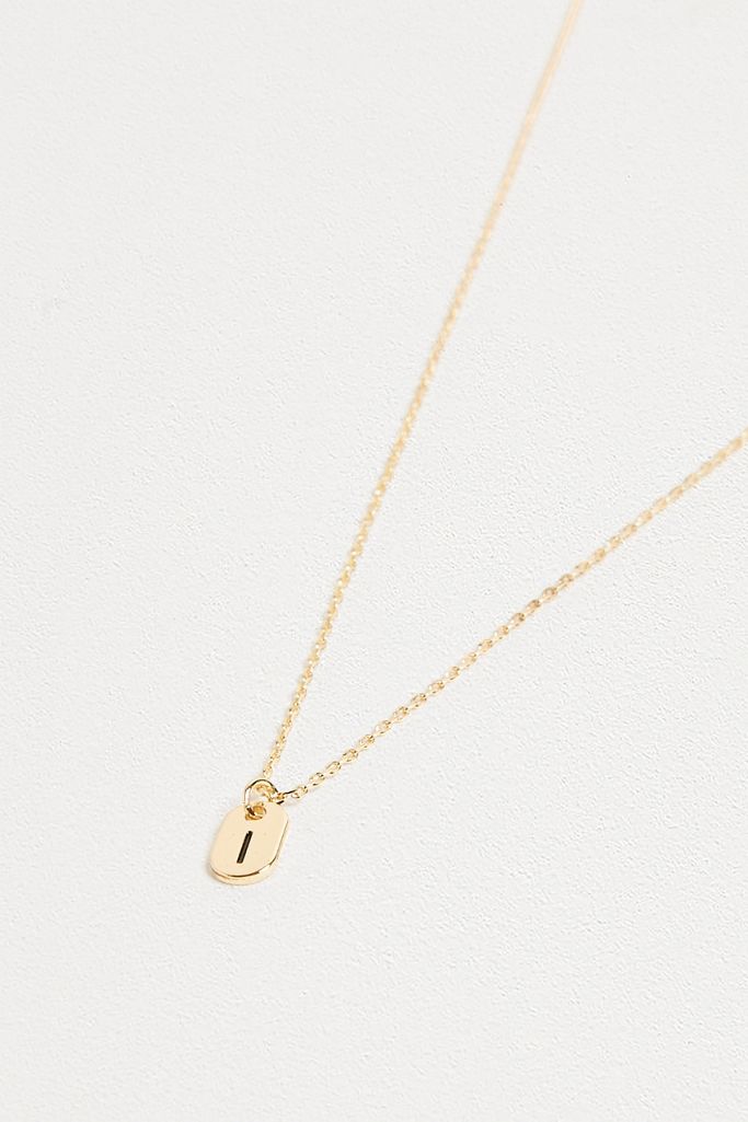 Mini 'L' Gold Initial Tag Necklace Urban Outfitters UK