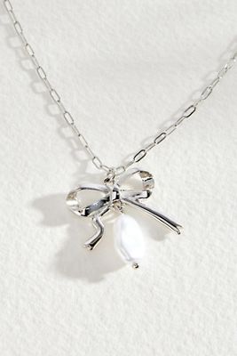 Silence + Noise Bow Pearl Pendant Necklace