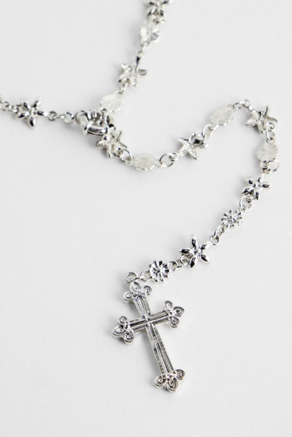 Slide View: 1: Silence + Noise Petal Link Cross Lariat Necklace