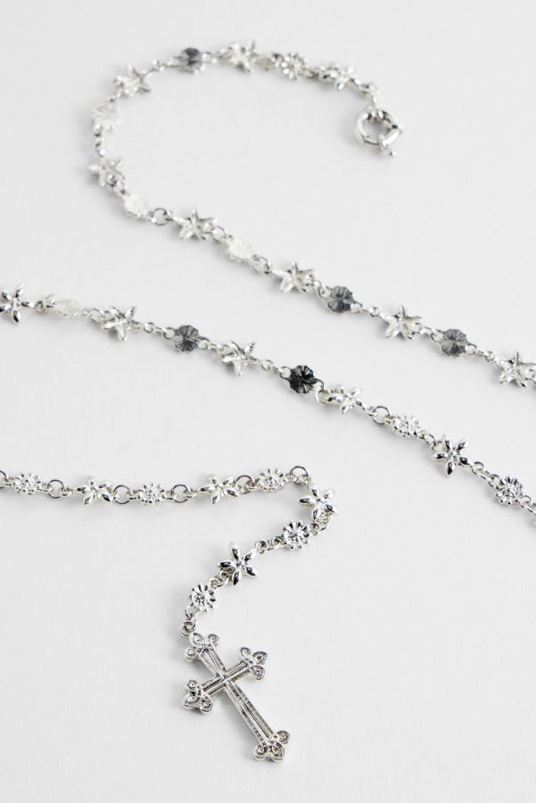 Slide View: 3: Silence + Noise Petal Link Cross Lariat Necklace