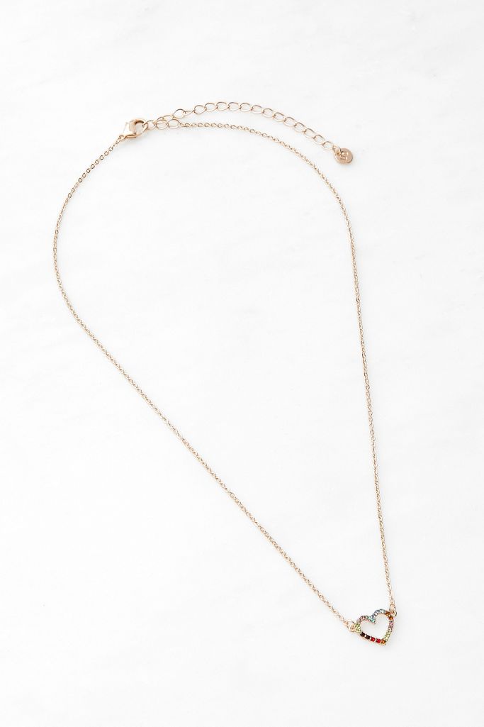 Ditsy Rainbow Heart Necklace Urban Outfitters UK