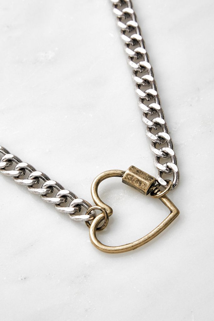 Heart Carabiner Chain Necklace Urban Outfitters UK