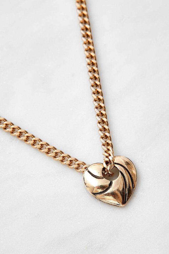 Heart Pendant Chunky Chain Necklace Urban Outfitters UK