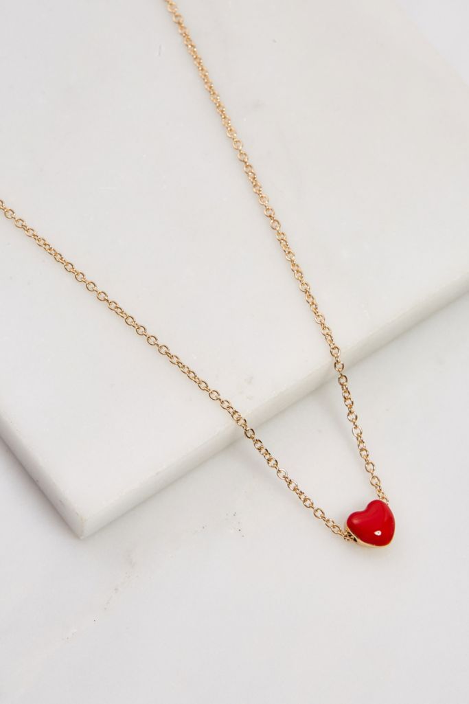 Enamel Heart Pendant Necklace Urban Outfitters UK