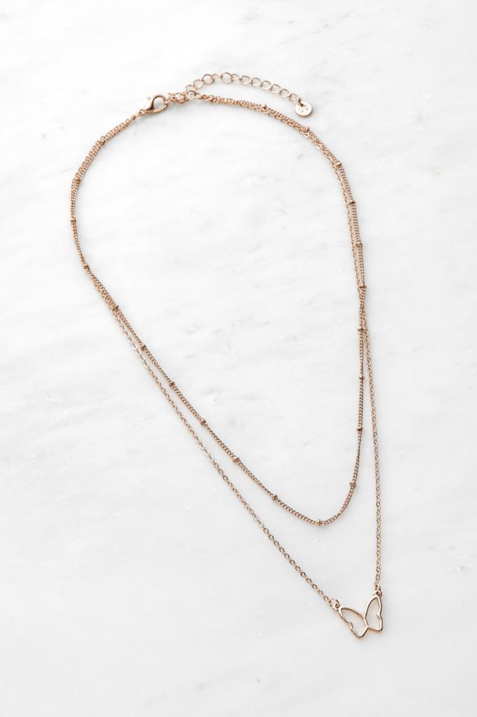 Download Delicate Butterfly Layered Necklace | Urban Outfitters UK