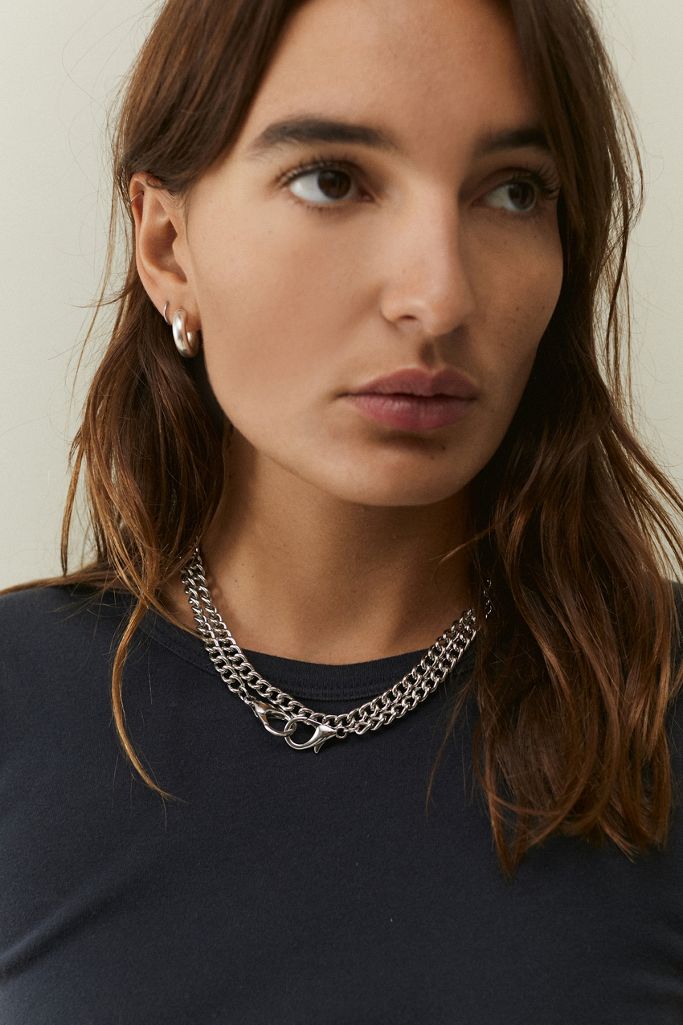 Chunky SilverTone Double Chain Urban Outfitters UK