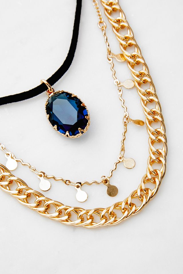 Statement Gem Multilayer Necklace Urban Outfitters UK