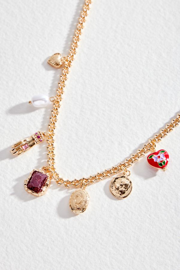 Slide View: 1: UO Multi-Charm Gem Necklace