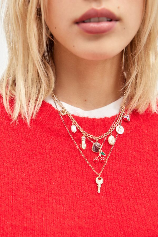 Slide View: 2: UO Multi-Charm Gem Necklace