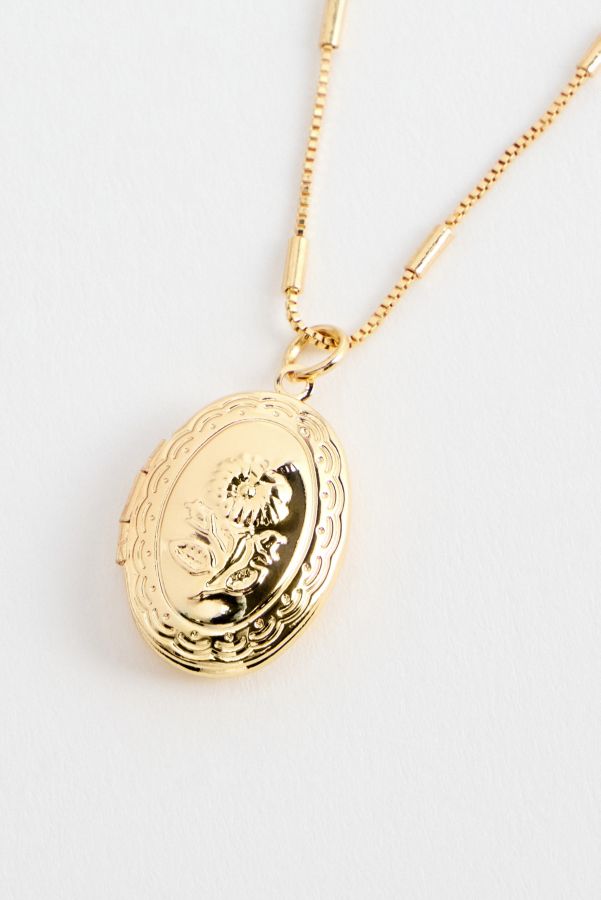 Vista de diapositivas: 1: Silence + Noise Floral Oval Locket Necklace