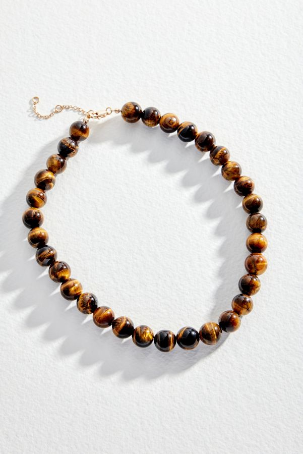 Slide View: 1: Silence + Noise Chunky Wood Bead Choker Necklace