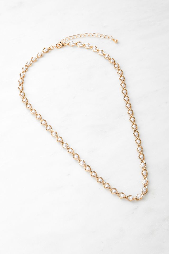 Chain & Pearls Necklace Urban Outfitters UK