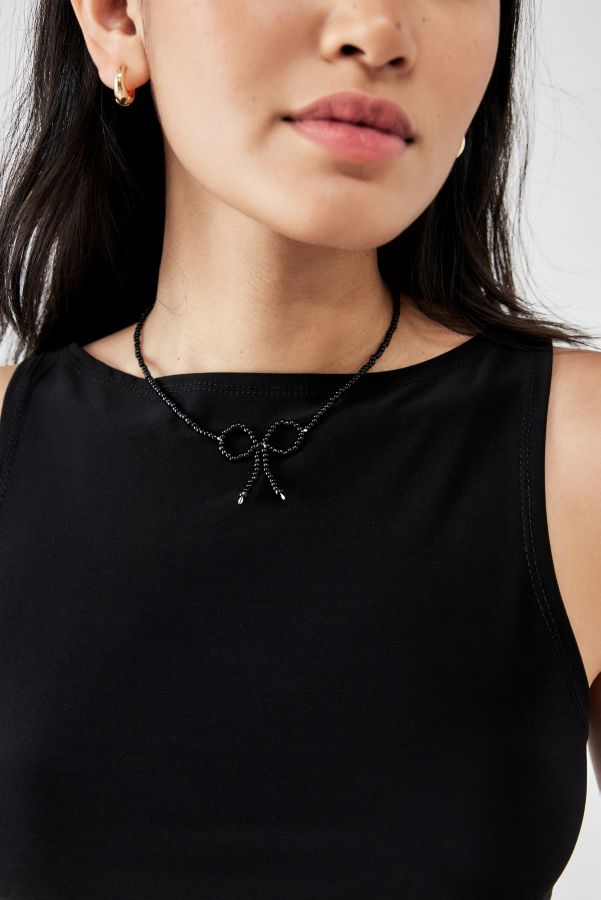 Vista diapositiva: 2: Collana Choker con Fiocco e Perline di Vetro Rhimani