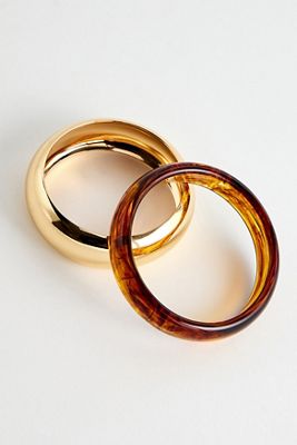 Bracelets joncs UO en écaille de tortue et métal - Lot de 2