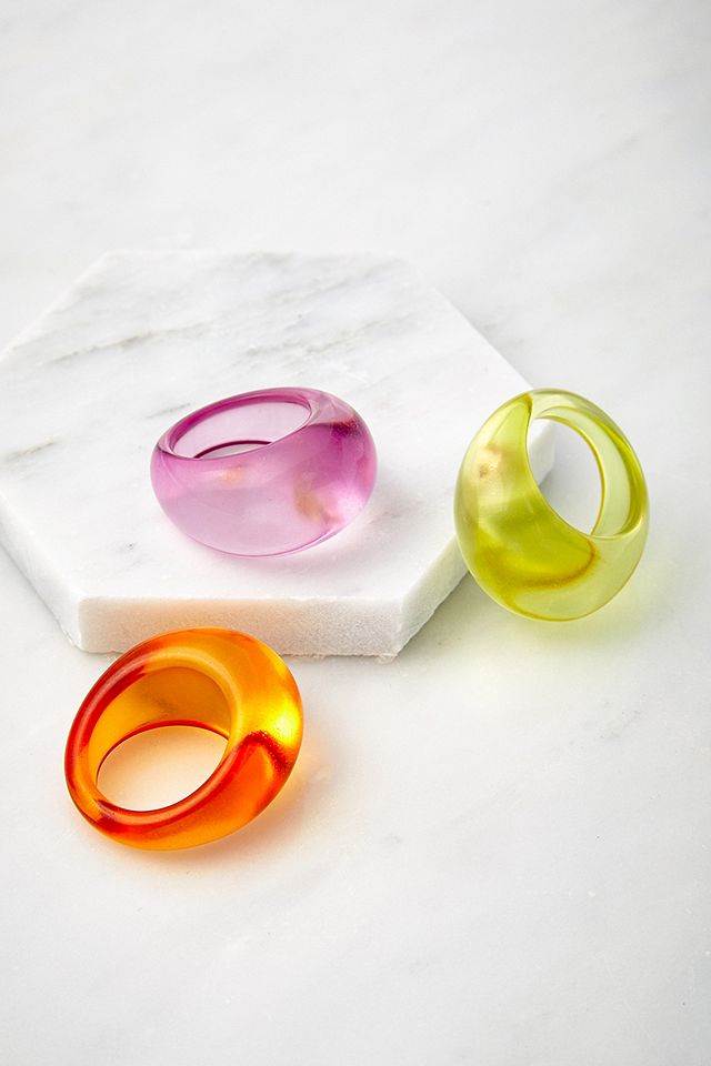 Colourful Resin Ring 3-Pack Urban Outfitters