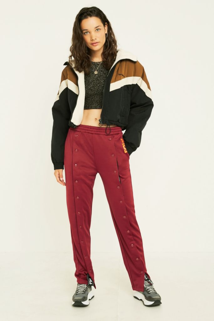 FILA Maroon Popper Front Track Pants | Urban Outfitters UK