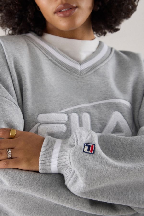 Slide View: 5: FILA x HAILEY Grey V-Neck Pullover