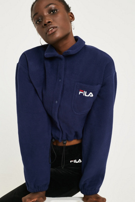 fila holly cropped ecru fleece shirt