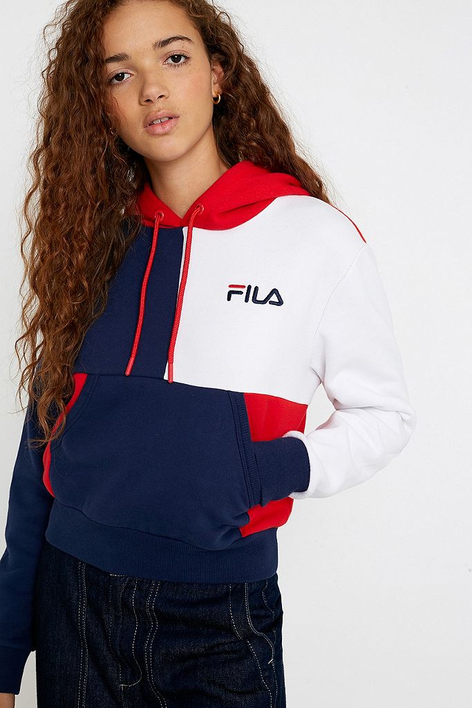 FILA UO Exclusive Anna Contrast Cropped Hoodie | Urban Outfitters UK