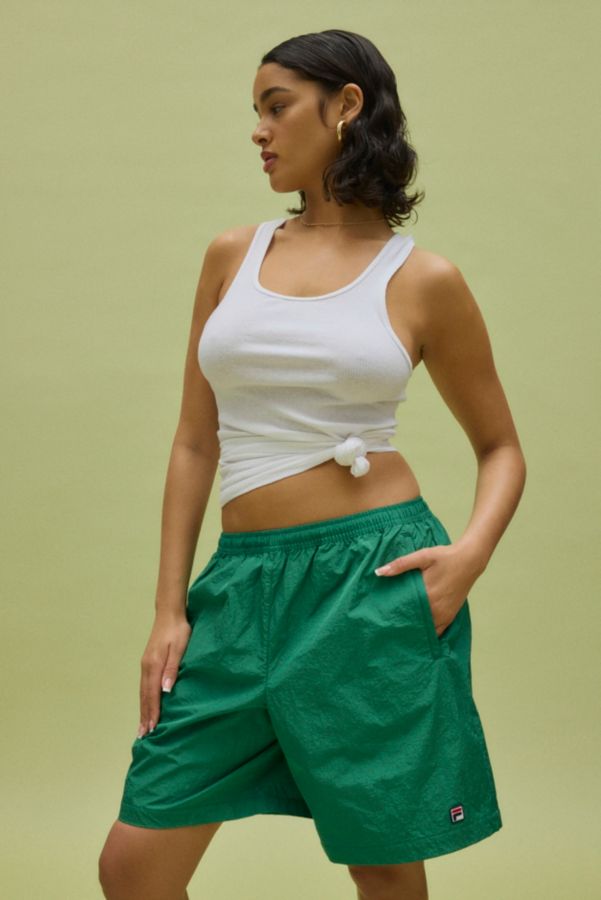 Slide View: 5: FILA x HAILEY Green Crinkle Shorts