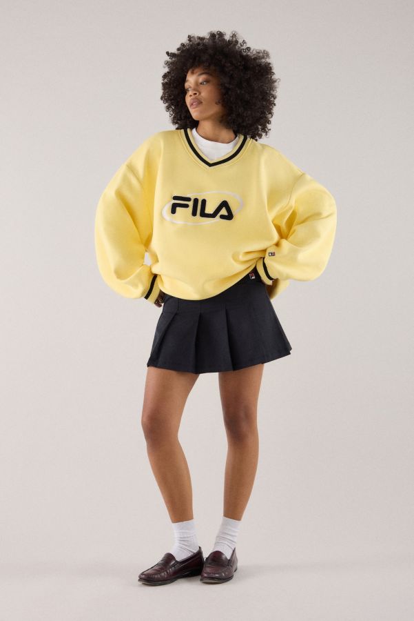 Slide View: 2: FILA x HAILEY Yellow V-Neck Pullover