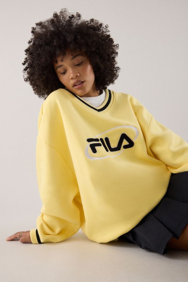 Slide View: 6: FILA x HAILEY Yellow V-Neck Pullover