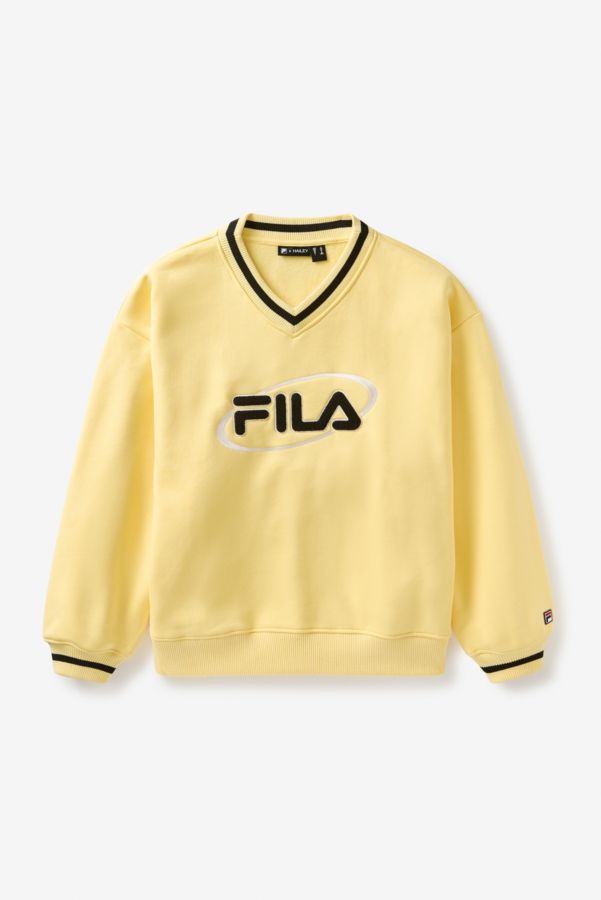 Slide View: 7: FILA x HAILEY Yellow V-Neck Pullover