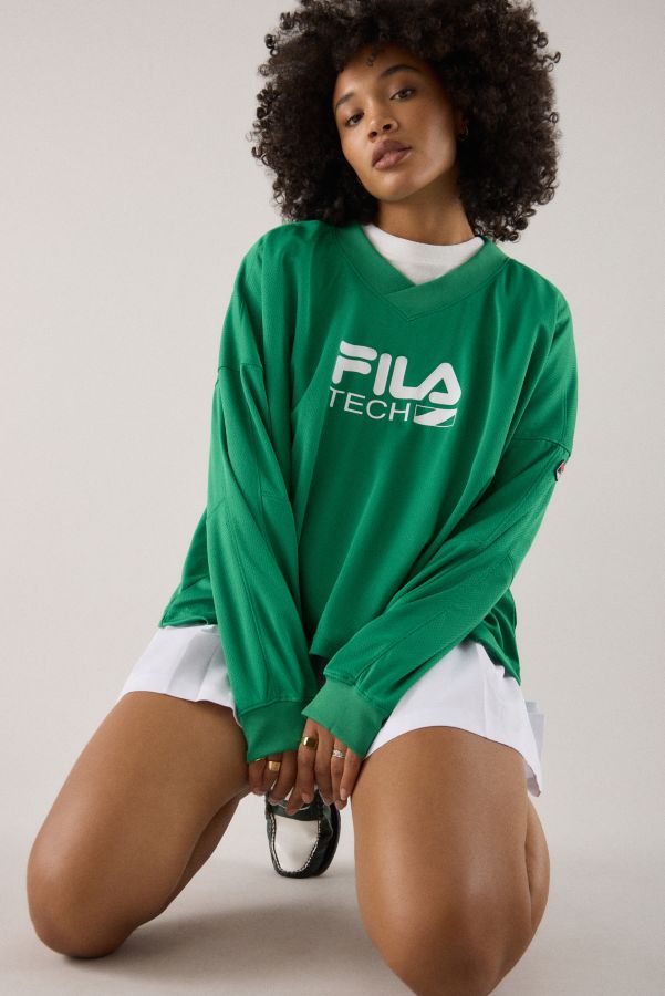 Slide View: 1: FILA x HAILEY Green Airtex Top