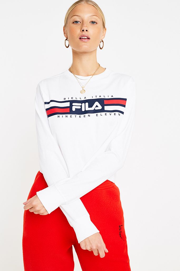 FILA Latoya Long-Sleeve Crop T-Shirt | Urban Outfitters UK