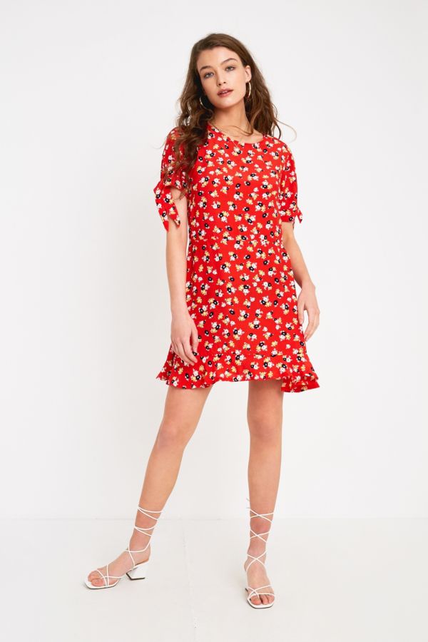 Faithfull The Brand Daphne Red Floral Mini Dress | Urban Outfitters UK