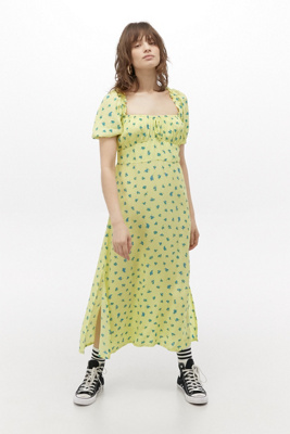 faithfull the brand green midi dress