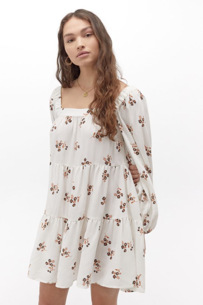 Dot & X Bea Floral Tiered Mini Dress | Urban Outfitters UK