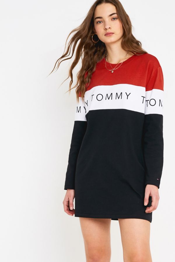 Tommy Jeans Colourblock Long-Sleeve T-Shirt Dress | Urban Outfitters UK