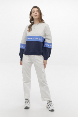 tommy jeans colourblock stripe crew neck sweatshirt