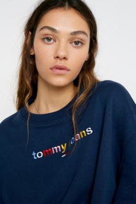tommy jeans rainbow embroidered crew neck sweatshirt