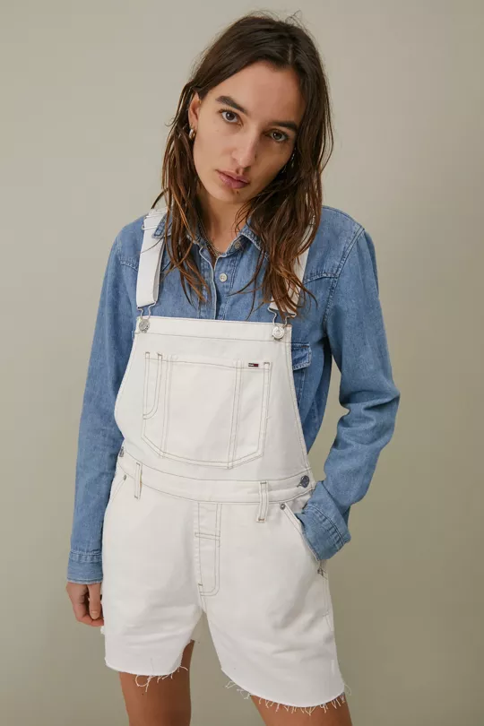 Tommy Hilfiger White Denim Short Dungarees, £90