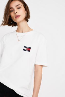 Tommy Jeans Crest Collection White Flag Logo T-Shirt | Urban Outfitters UK