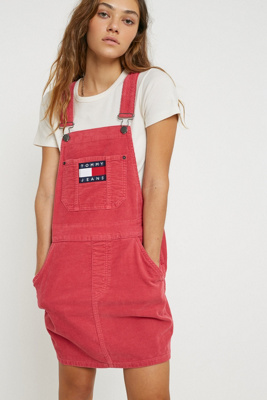 tommy jeans denim dungaree mini dress