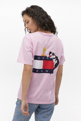 tommy jeans pink t shirt