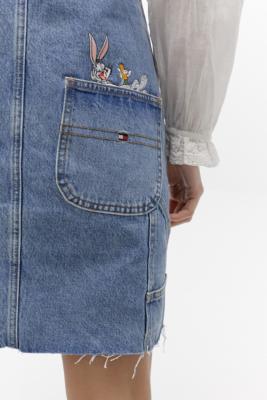 tommy jeans denim dungaree mini dress