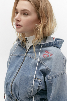 cropped denim jacket with hood