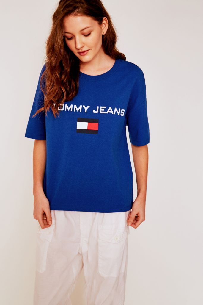 Tommy Jeans Blue Logo T-Shirt | Urban Outfitters UK