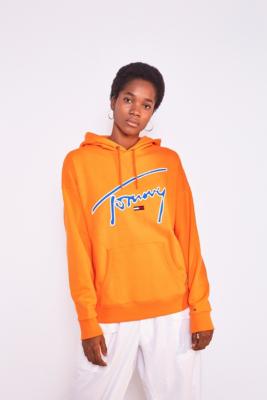 tommy signature hoodie orange online -