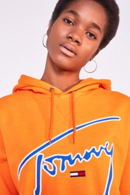 tommy signature hoodie orange