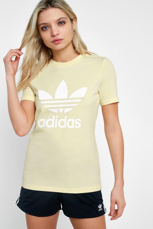 adidas Originals Pastel Yellow Trefoil T-Shirt | Urban Outfitters UK