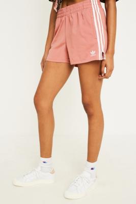 pink adidas three stripe shorts