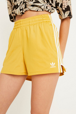 adidas 3 stripe yellow shorts